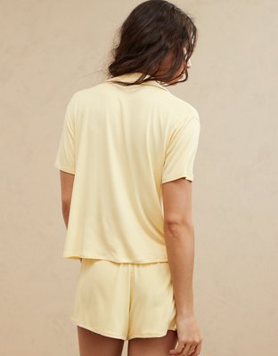 Aerie Real Soft® Blanket Stitch Short Sleeve Pajama Shirt