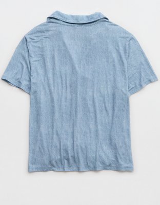 AE x Aerie Match Made Denim Real Soft® Short Sleeve Shirt