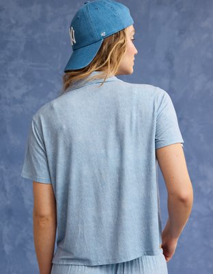 AE x Aerie Match Made Denim Real Soft® Short Sleeve Shirt