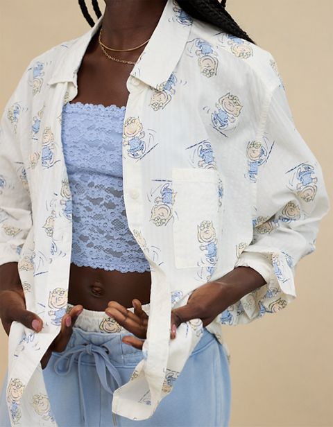 Женские рубашки Aerie Peanuts Off Duty Seersucker Shirt