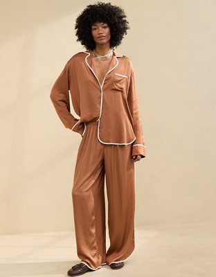 Женские рубашки Aerie Off-Duty Satin Piping Shirt — фото 7