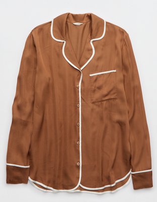 Женские рубашки Aerie Off-Duty Satin Piping Shirt — фото 4