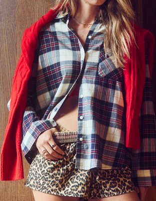 Flannel pajama top sale