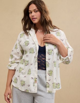 Aerie Disney Off Duty Flannel Pajama Shirt