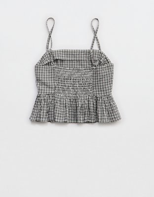Aerie Seersucker Peplum Tank Top