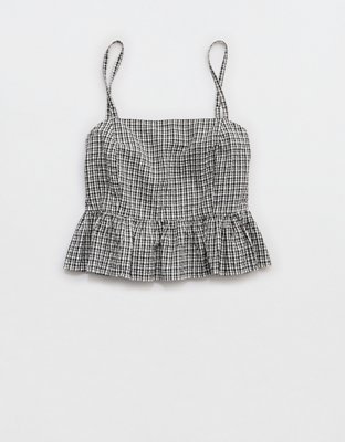 Aerie Seersucker Peplum Tank Top