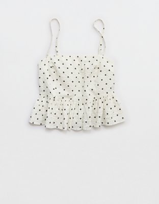 Aerie Seersucker Peplum Tank Top