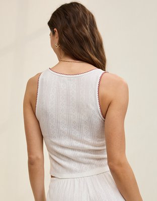 Aerie Off Duty Top de Tejido Calado sin Mangas