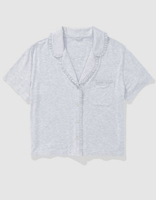 Aerie Real Soft® Camisa de Pijama con Volantes