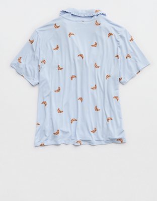 Aerie Real Soft® Camisa de Pijama con Volantes