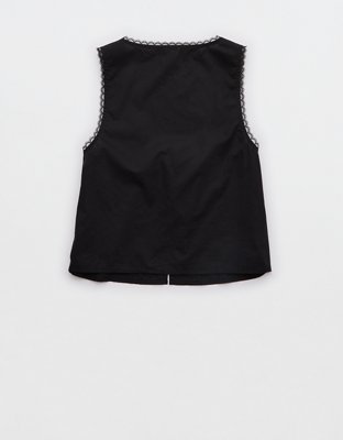 Aerie Off-Duty Poplin Tie Front Tank Top