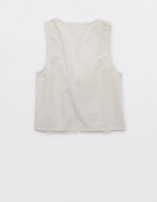 Aerie Off-Duty Poplin Tie Front Tank Top