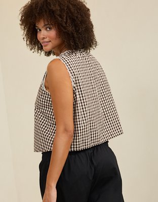 Aerie Off-Duty Poplin Tie Front Tank Top