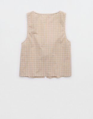 Aerie Off-Duty Poplin Tie Front Tank Top