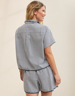 Aerie Seersucker Short Sleeve Top