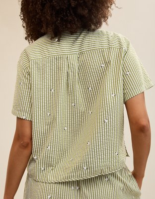 Aerie Seersucker Short Sleeve Pajama Top