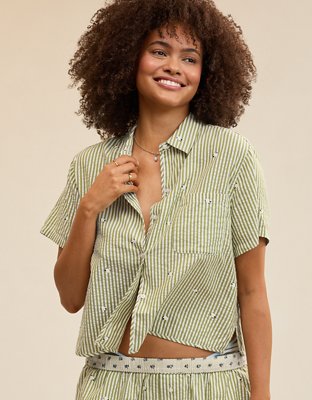 Aerie Seersucker Short Sleeve Top