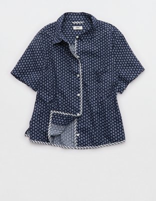 Aerie Seersucker Short Sleeve Top