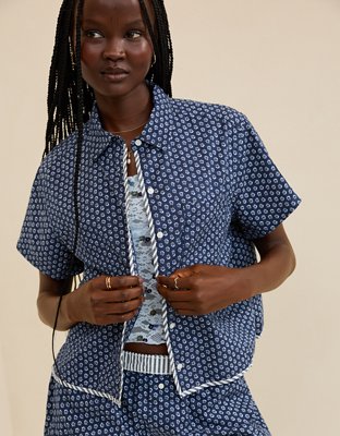 Aerie Seersucker Short Sleeve Top