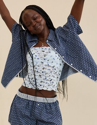 Aerie Seersucker Short Sleeve Pajama Top | Aerie