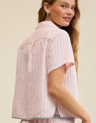 Aerie Seersucker Short Sleeve Top