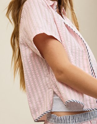 Aerie Seersucker Short Sleeve Top