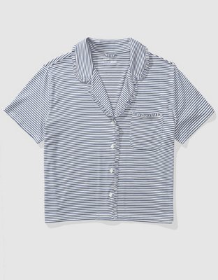 Aerie Real Soft® Camisa de Pijama con Volantes