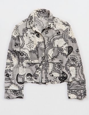 Aerie Satin Cropped Long Sleeve Top