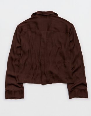 Aerie Satin Long Sleeve Top