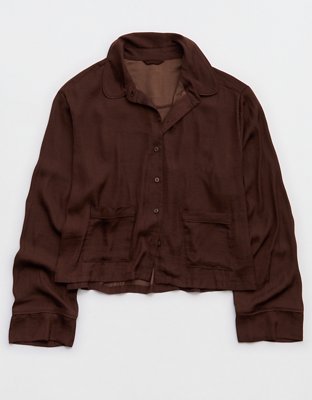 Aerie Satin Long Sleeve Top