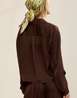 Aerie Satin Long Sleeve Top