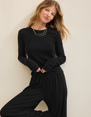 Aerie Pointelle Long Sleeve Top