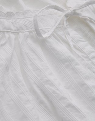 Aerie Seersucker Long Sleeve Volume Tie Top