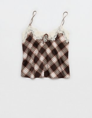 OVERSLEPT by Aerie Liquid Satin Keyhole Tank Top