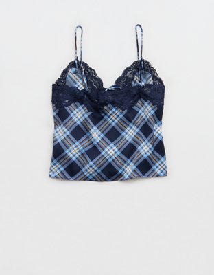 OVERSLEPT by Aerie Liquid Satin Keyhole Tank Top