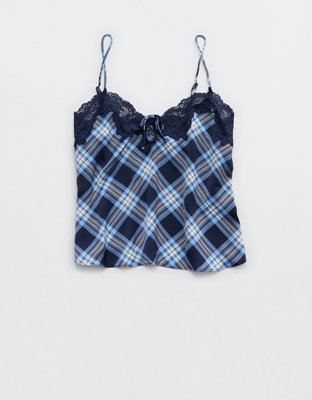 OVERSLEPT by Aerie Liquid Satin Keyhole Tank Top