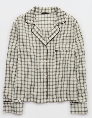 Женская рубашка Aerie Seersucker Long Sleeve, цвет: Глубокий земляной — фото 4