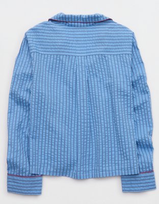 OVERSLEPT by Aerie Seersucker Long Sleeve Shirt