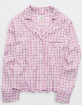 OVERSLEPT by Aerie Seersucker Long Sleeve Shirt