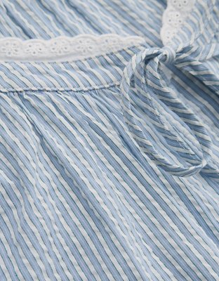 Aerie Seersucker Long Sleeve Volume Tie Top