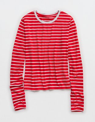 Женский топ Aerie Real Soft® Jersey Long Sleeve, цвет: Яркий красный — фото 3