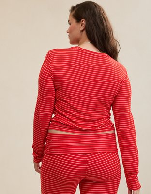 Женский топ Aerie Real Soft® Rib Long Sleeve, цвет: Яркий красный — фото 2