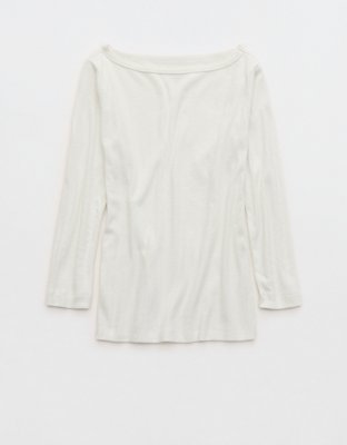 OVERSLEPT by Aerie Pointelle Elbow Sleeve Top