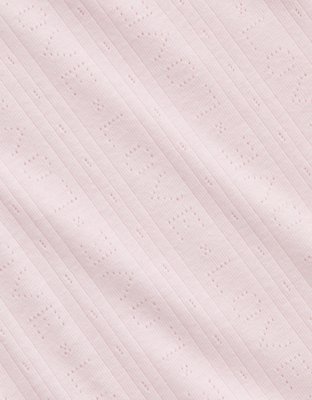 OVERSLEPT by Aerie Pointelle Elbow Sleeve Top