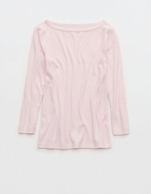 OVERSLEPT by Aerie Pointelle Elbow Sleeve Top