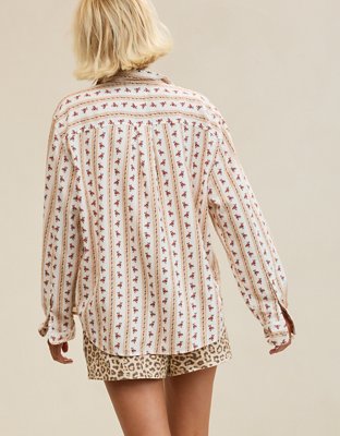 Aerie Checked Out Flannel Oversized Top