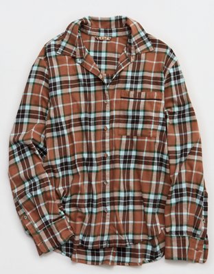 Aerie Checked Out Flannel Oversized Top