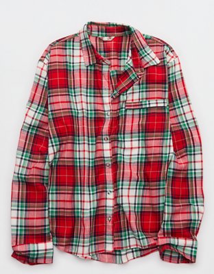 Aerie Checked Out Flannel Oversized Top