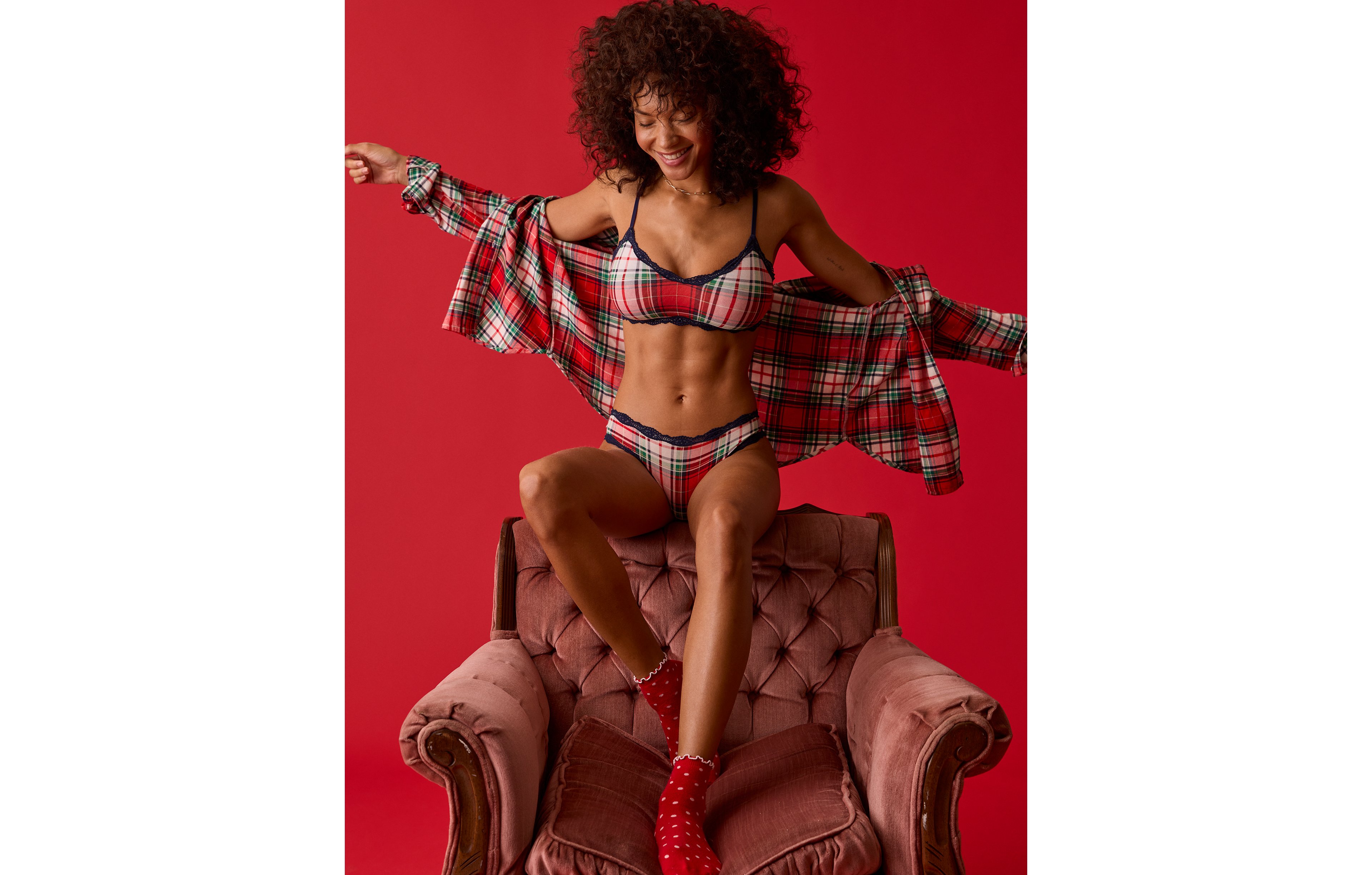 Aerie Checked Out Flannel Oversized Top