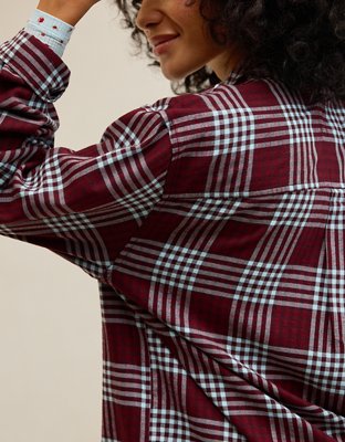 Aerie Checked Out Flannel Oversized Top